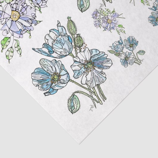 Papavers en pioenen - ontkoppeld tissuepapier (Detail)