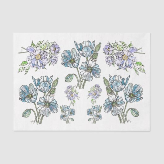 Papavers en pioenen - ontkoppeld tissuepapier (Voorkant)