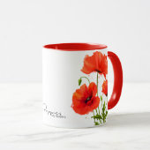 Papavers en spetters van schilderwerk op waterverf mok (Voorkant rechts)