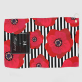 Papavers en Stripes - Monogram Golfhanddoek (Horizontaal)
