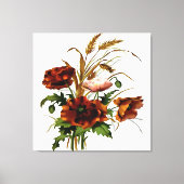 Papavers en tarwebotanische kunst canvas afdruk (Voorkant)