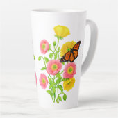 Papavers en vlinders Fine Art Latte Mok (Rechterhoek)