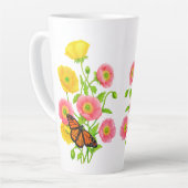 Papavers en vlinders Fine Art Latte Mok (Linkerhoek)