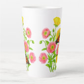 Papavers en vlinders Fine Art Latte Mok (Voorkant)
