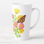 Papavers en vlinders Fine Art Latte Mok (Rechts)