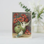  papavers en vogels briefkaart (Staand voorkant)