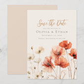 Papavers en Wildbloemen Bewaar de datum Kaart (Voorkant / Achterkant)