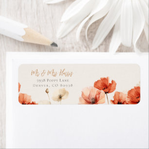 Papavers en Wildbloemen Bruiloft RSVP Etiket