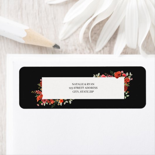 Papavers en wilde bloemen Donkere bruiloft Etiket (Insitu)