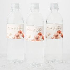 Papavers en wilde bloemen waterfles etiket