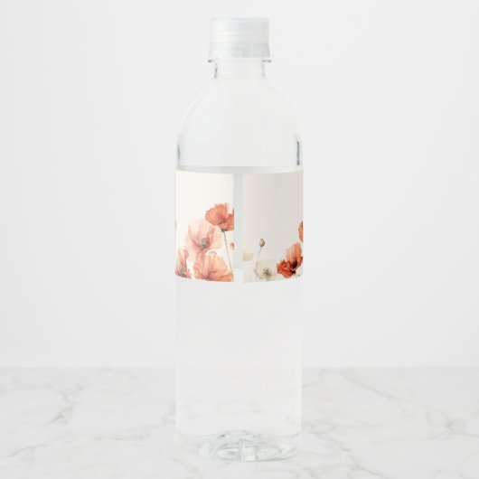 Papavers en wilde bloemen waterfles etiket (Achterkant)