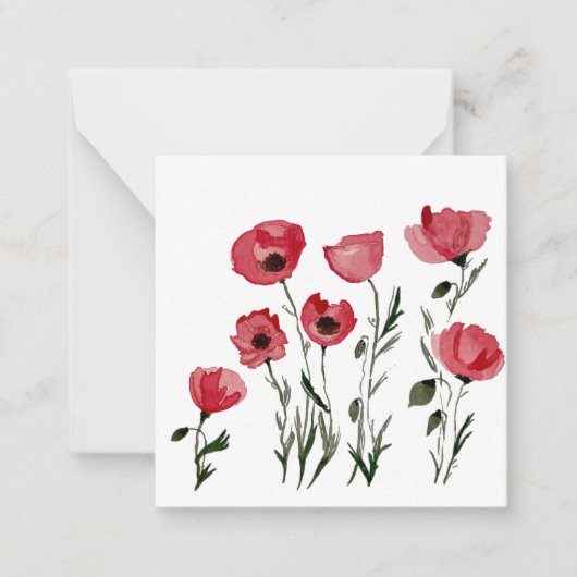 Papavers - Floral Square Note Card Notitiekaartje (Voorkant)