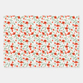 papavers, gemengd, Floral Pattern & Polka Dots Inpakpapier Vel (Voorkant)