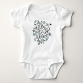 Papavers Grijs Blauw Bloemen Baby Romper