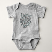 Papavers Grijs Blauw Bloemen Baby Romper (Voorkant)