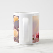 Papavers groeien in een veld - Aquarel Pastels Grote Koffiekop (Achterkant)