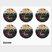 Papavers handgemaakt met Love Black Ronde Sticker (Vel)