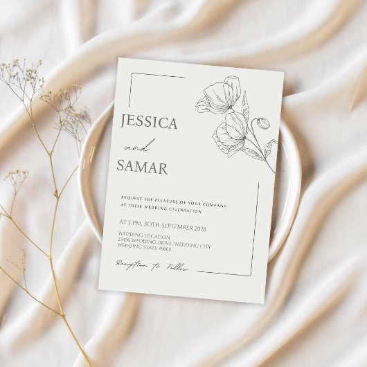 Papavers in Bloom Bruiloft Uitnodiging