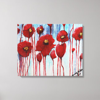 Papavers in de winter canvas afdruk