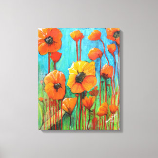 Papavers in de zomer canvas afdruk