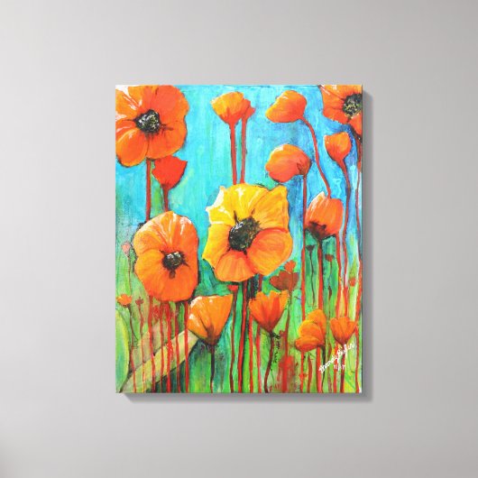 Papavers in de zomer canvas afdruk (Voorkant)