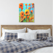 Papavers in de zomer canvas afdruk (Insitu (Slaapkamer))