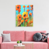 Papavers in de zomer canvas afdruk (Insitu (Woonkamer))