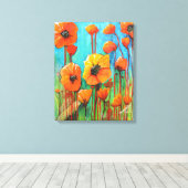 Papavers in de zomer canvas afdruk (Insitu (Houten vloer))