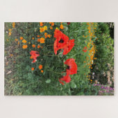 Papavers in een Engelse tuin Legpuzzel (Horizontaal)