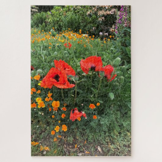 Papavers in een Engelse tuin Legpuzzel (Verticaal)