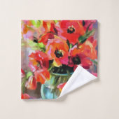 papavers in een glazen vet bad handdoek (Wasdoekje)