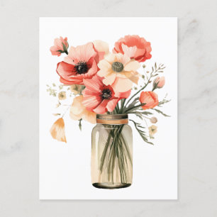 Papavers in een metselaarpot briefkaart
