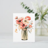 Papavers in een metselaarpot briefkaart (Staand voorkant)