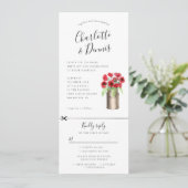 Papavers in een milkbucket-uitnodiging met daaraan kaart (Staand voorkant)