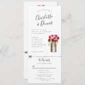 Papavers in een milkbucket-uitnodiging met daaraan kaart (Voorkant / Achterkant)