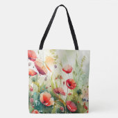 Papavers in een veld tote bag (Voorkant)