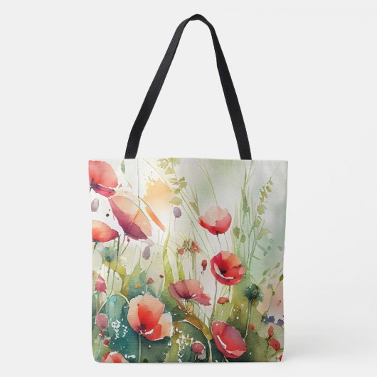 Papavers in een veld tote bag (Voorkant)