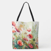 Papavers in een veld tote bag (Achterkant)
