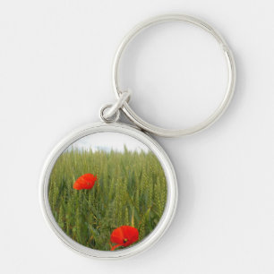 Papavers in een Wheat Field Key Ring Sleutelhanger