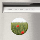 Papavers in een Wheat Field Large Round Magnet (Insitu (Vaatwasser))