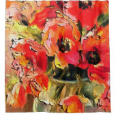 Papavers in een zwarte omlijsting van glas douchegordijn (Voorkant)