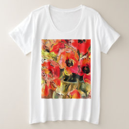 Papavers in een zwarte omlijsting van glas grote maat t-shirt