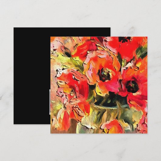 Papavers in een zwarte omlijsting van glas kaart (Voorkant / Achterkant)