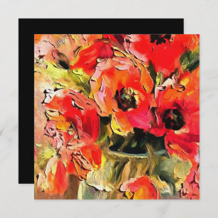 Papavers in een zwarte omlijsting van glas kaart