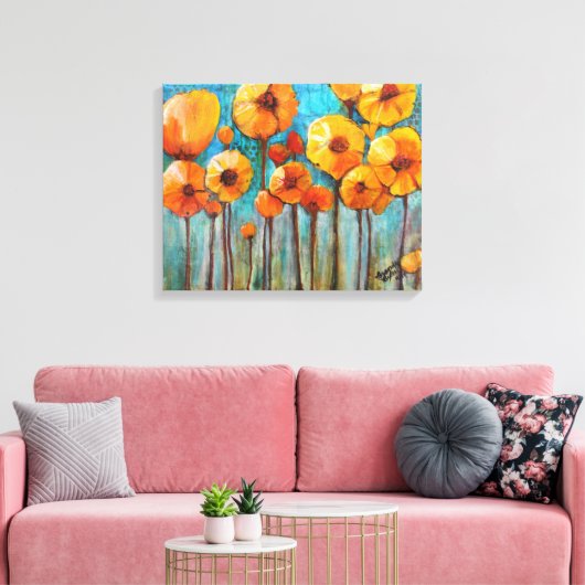 Papavers in Herfst Canvas Afdruk (Insitu (Woonkamer))