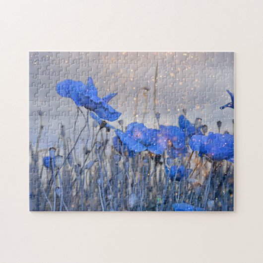 Papavers in het blauw legpuzzel (Horizontaal)