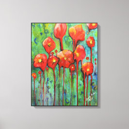 Papavers in het voorjaar canvas afdruk