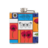 Papavers in kleurrijke dozen heupfles (Achterkant)