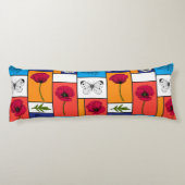 Papavers in kleurrijke dozen lichaamskussen (Achterkant)