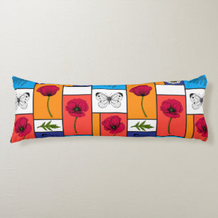 Papavers in kleurrijke dozen lichaamskussen